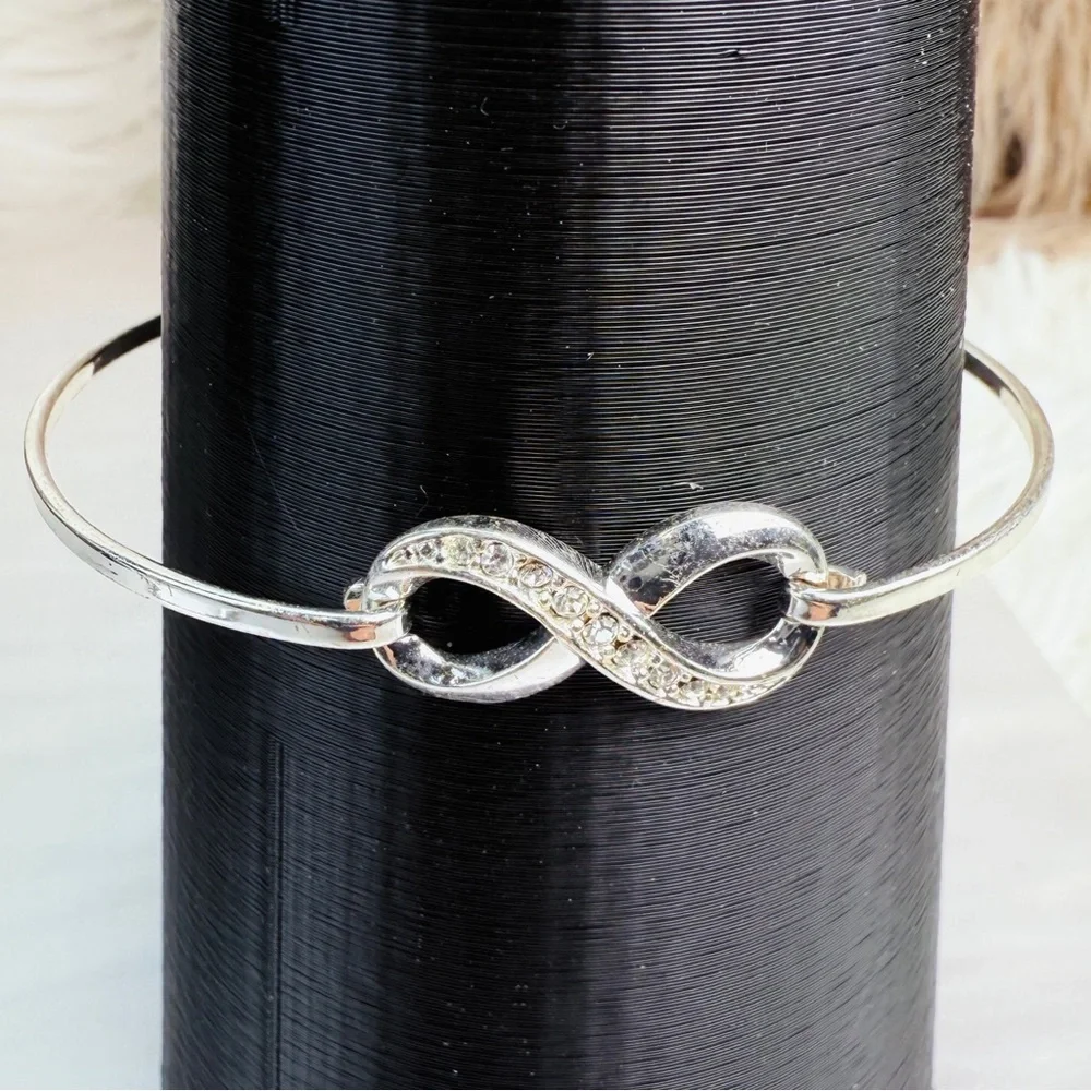 Silvertone bling accent Infinity Bracelet - Picture 10 of 11